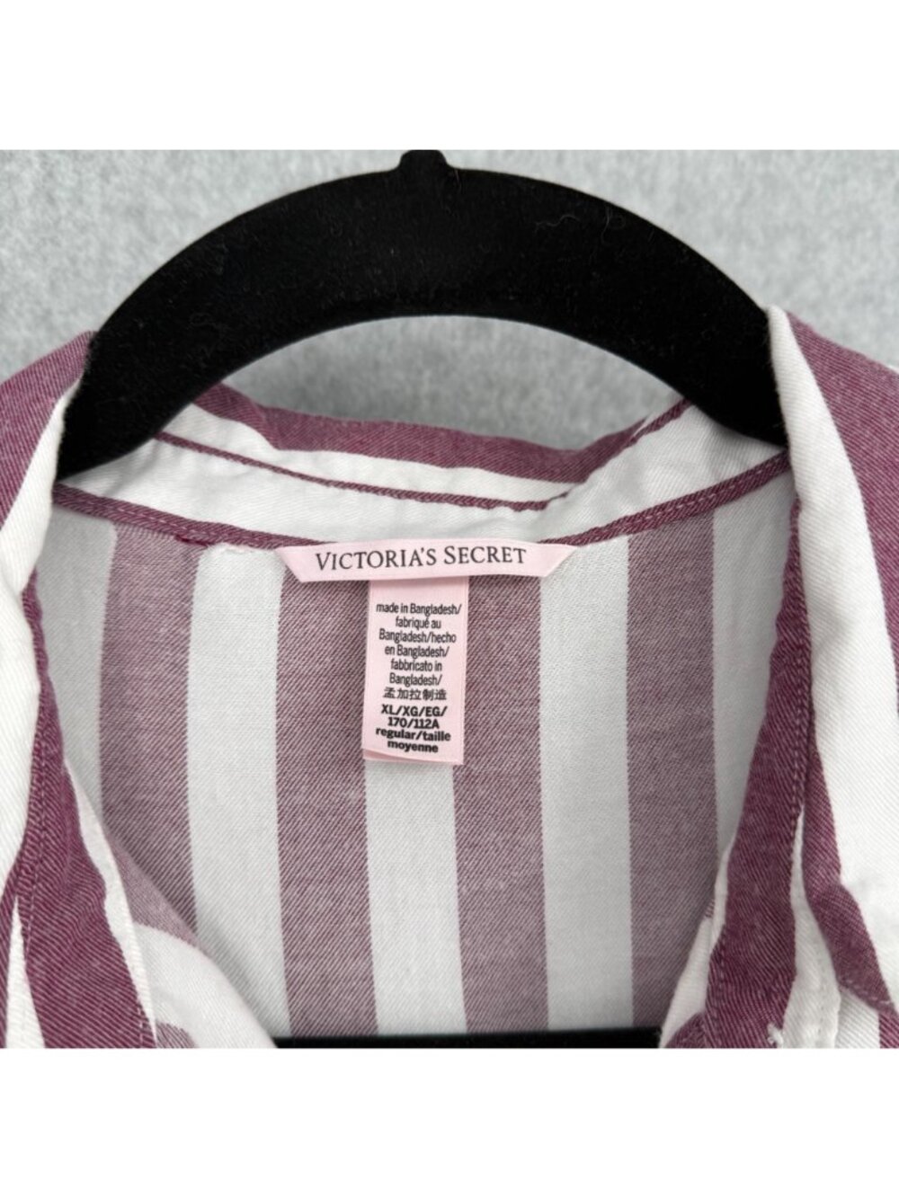 Victorias Secret Striped Pajama Shirt and Pant Set Size XL Purple White Soft - Picture 5 of 16